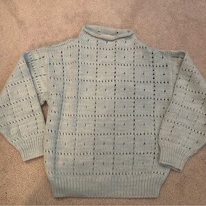 Misha and Puff kids cotton windowpane sweater in light blue 9/10.